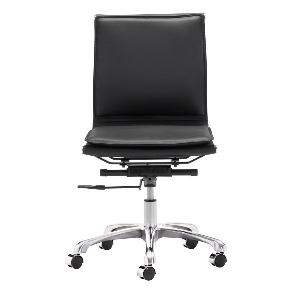 Homeroots Black And Silver Adjustable Swivel Faux Leather Rolling Executive Office Chair  Steel 394933