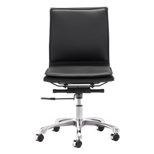 Homeroots Black And Silver Adjustable Swivel Faux Leather Rolling Executive Office Chair  Steel 394933