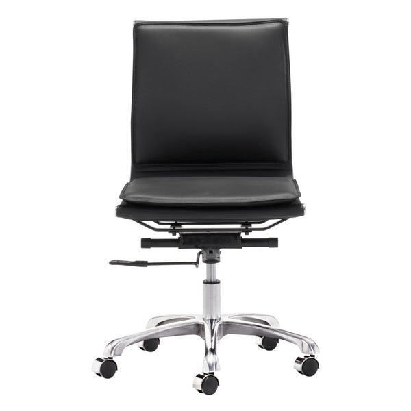 Homeroots Black And Silver Adjustable Swivel Faux Leather Rolling Executive Office Chair  Steel 394933
