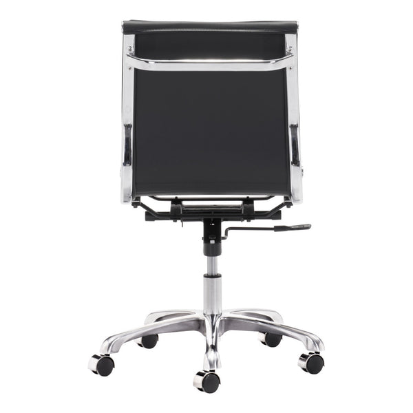 Homeroots Black And Silver Adjustable Swivel Faux Leather Rolling Executive Office Chair  Steel 394933