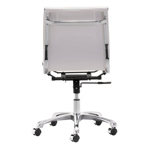Homeroots White And Silver Adjustable Swivel Faux Leather Rolling Executive Office Chair  Steel 394934