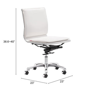 HomeRoots White Adjustable Swivel Executive Office Chair - Stylish Faux Leather, Ergonomic Comfort & Mobility 394934