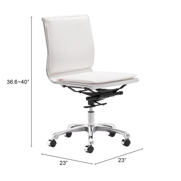 HomeRoots White Adjustable Swivel Executive Office Chair - Stylish Faux Leather, Ergonomic Comfort & Mobility 394934