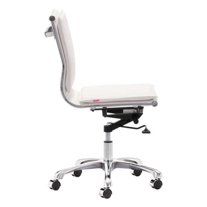 Homeroots White And Silver Adjustable Swivel Faux Leather Rolling Executive Office Chair  Steel 394934