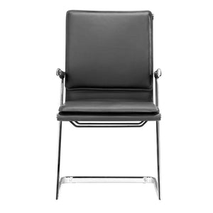 Homeroots Set Of Two Black Faux Leather Seat Adjustable Conference Chair Metal Back Steel Frame  Steel 394935