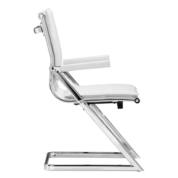 Homeroots Set Of Two White And Silver Faux Leather Conference Office Chair  Steel 394936