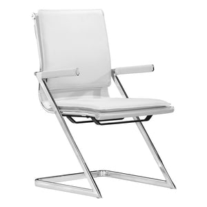 Homeroots Set Of Two White And Silver Faux Leather Conference Office Chair  Steel 394936