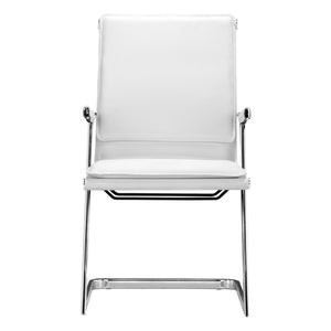 Homeroots Set Of Two White And Silver Faux Leather Conference Office Chair  Steel 394936