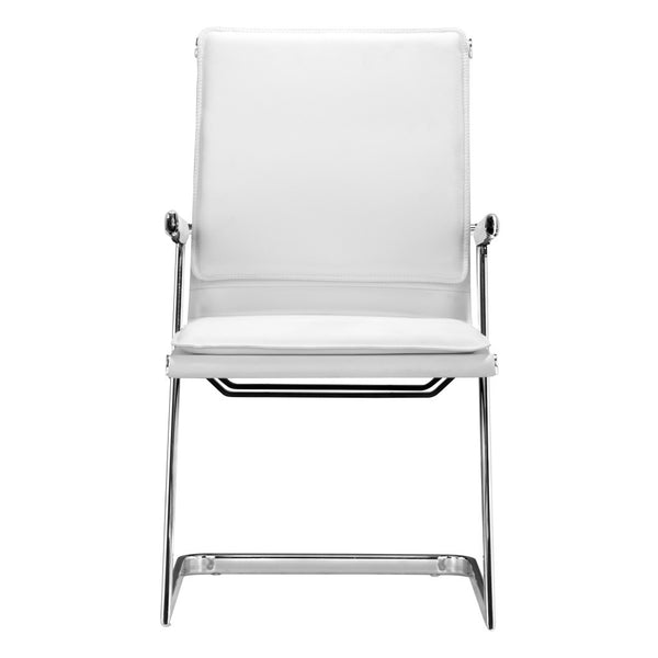 Homeroots Set Of Two White And Silver Faux Leather Conference Office Chair  Steel 394936