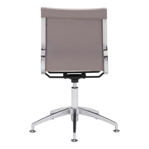 Homeroots Taupe And Silver Swivel Faux Leather Conference Office Chair  Steel 394941