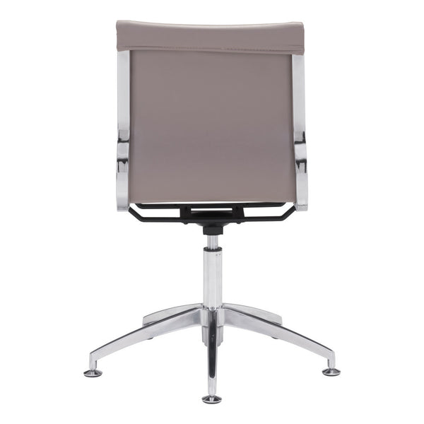 Homeroots Taupe And Silver Swivel Faux Leather Conference Office Chair  Steel 394941