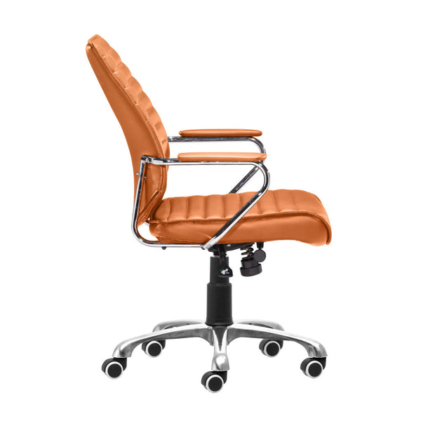 Homeroots Orange And Silver Adjustable Swivel Faux Leather Rolling Executive Office Chair  Steel 394969