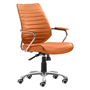 Homeroots Orange And Silver Adjustable Swivel Faux Leather Rolling Executive Office Chair  Steel 394969