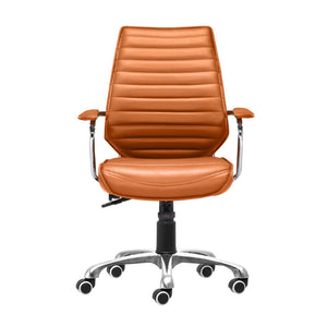 Homeroots Orange And Silver Adjustable Swivel Faux Leather Rolling Executive Office Chair  Steel 394969