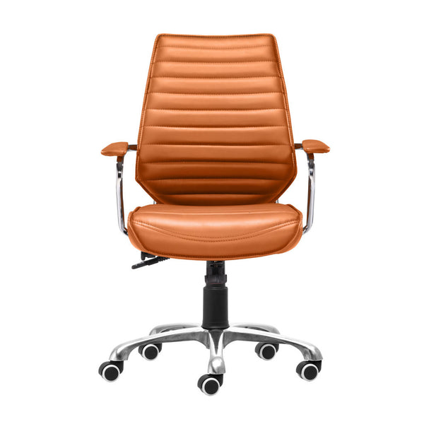 Homeroots Orange And Silver Adjustable Swivel Faux Leather Rolling Executive Office Chair  Steel 394969