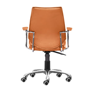 Homeroots Orange And Silver Adjustable Swivel Faux Leather Rolling Executive Office Chair  Steel 394969