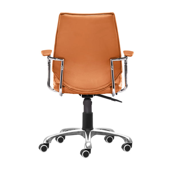 Homeroots Orange And Silver Adjustable Swivel Faux Leather Rolling Executive Office Chair  Steel 394969