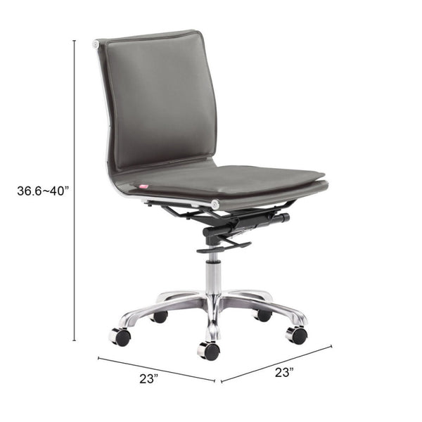HomeRoots Gray Executive Office Chair - Adjustable Swivel Faux Leather with Ergonomic Support & Modern Style 394972