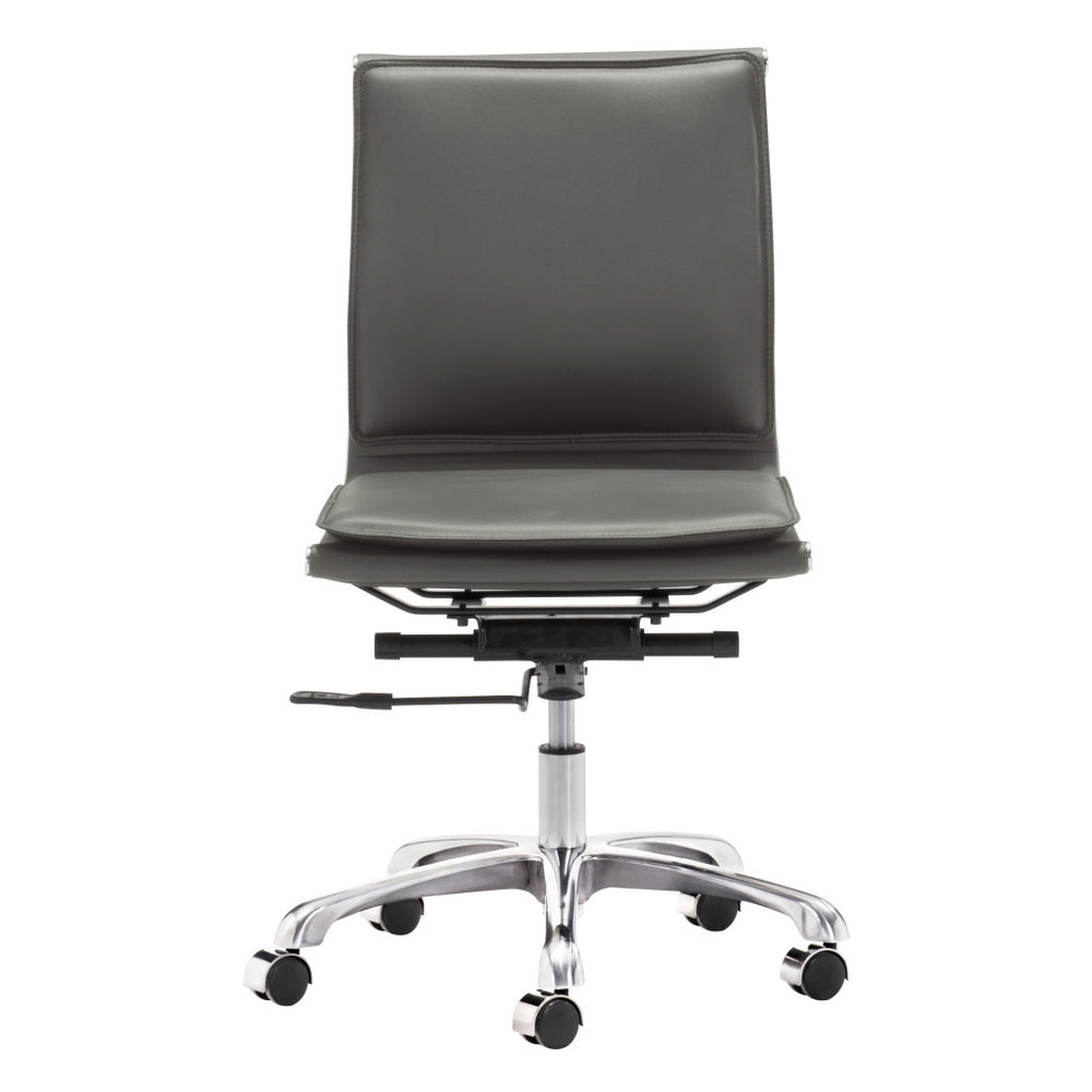 Homeroots Gray And Silver Adjustable Swivel Faux Leather Rolling Executive Office Chair  Steel 394972