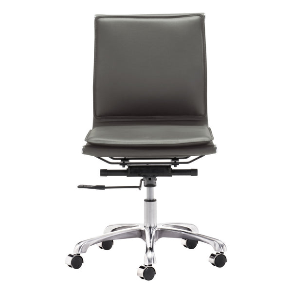 Homeroots Gray And Silver Adjustable Swivel Faux Leather Rolling Executive Office Chair  Steel 394972