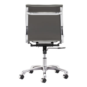 Homeroots Gray And Silver Adjustable Swivel Faux Leather Rolling Executive Office Chair  Steel 394972