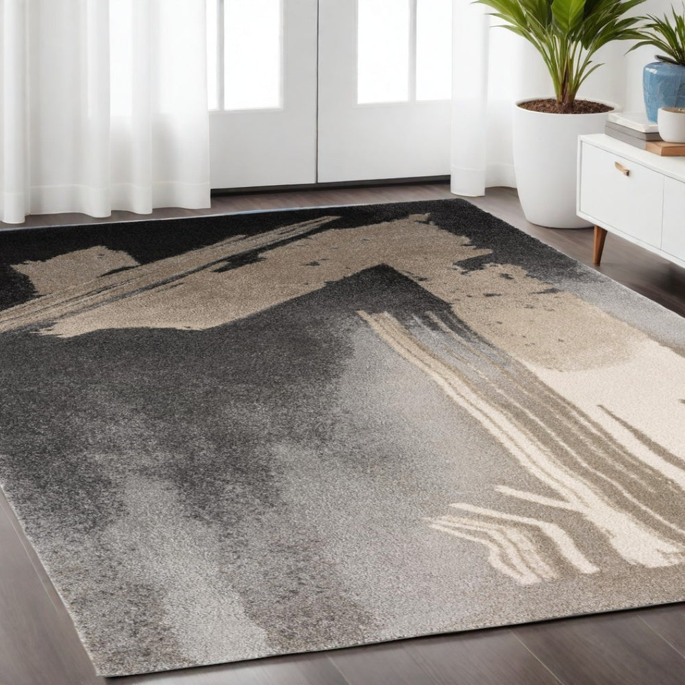 HomeRoots 8' Gray Abstract Power Loom Area Rug - Modern Design, Plush Comfort, Durable & Stain Resistant for Any Space 8' X 10' 394980