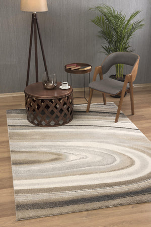 Homeroots 4' X 6' Cream And Tan Abstract Marble Area Rug  Polyester 394981