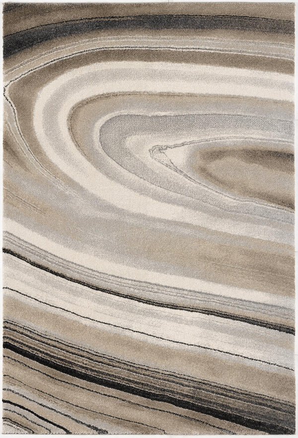 Homeroots 5' X 8' Cream And Tan Abstract Marble Area Rug  Polyester 394982