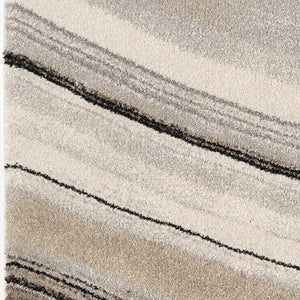 Homeroots 5' X 8' Cream And Tan Abstract Marble Area Rug  Polyester 394982