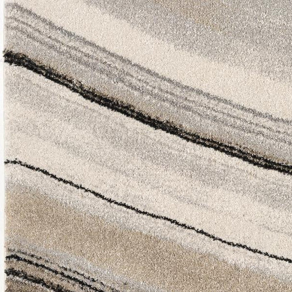 Homeroots 5' X 8' Cream And Tan Abstract Marble Area Rug  Polyester 394982