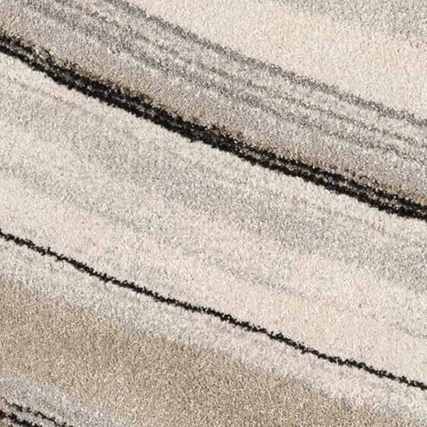 HomeRoots 4' Elegant Abstract Marble Area Rug in Cream and Tan – Durable, Soft, Family-Friendly Flooring Solution 5' X 8' 394982