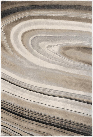 Homeroots 7' X 10' Cream And Tan Abstract Marble Area Rug  Polyester 394983