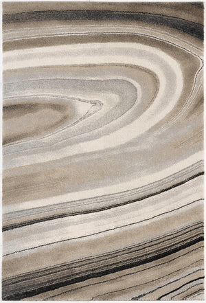 Homeroots 7' X 10' Cream And Tan Abstract Marble Area Rug  Polyester 394983