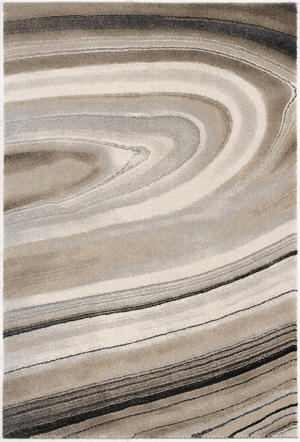 Homeroots 7' X 10' Cream And Tan Abstract Marble Area Rug  Polyester 394983