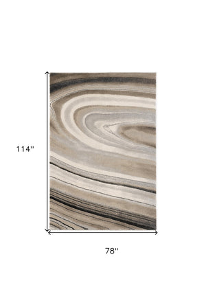 HomeRoots 4' Elegant Abstract Marble Area Rug in Cream and Tan – Durable, Soft, Family-Friendly Flooring Solution 7' X 10' 394983