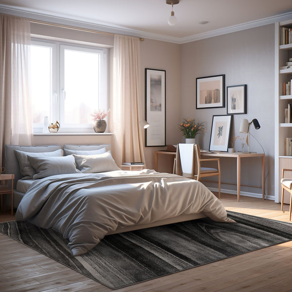 Homeroots 4' X 6' Dark Gray Abstract Illusional Area Rug  Polyester 394985