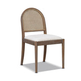 English Elm Panama 18.5" Curved Cane Rattan Side Dining Chair, Set Of 2, Ivory White Boucle