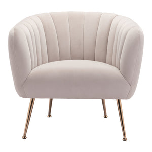 Homeroots 30" Ivory And Gold Fabric Tufted Club Chair   394996