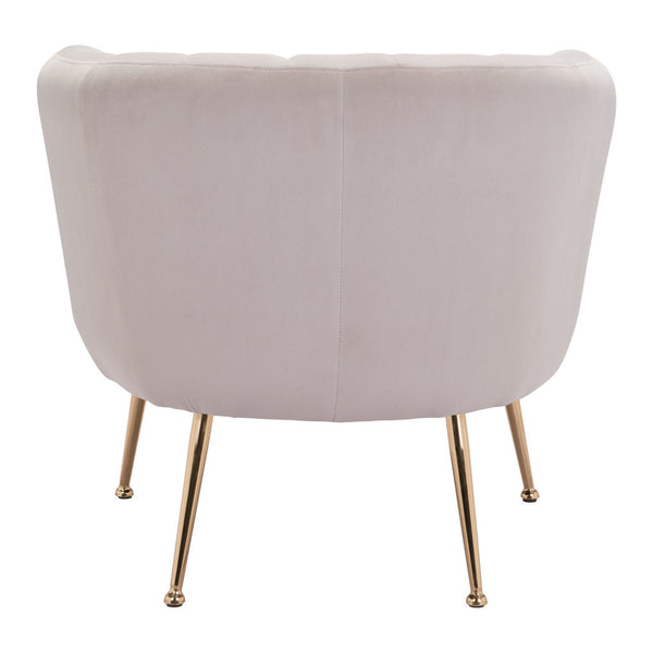 Homeroots 30" Ivory And Gold Fabric Tufted Club Chair   394996