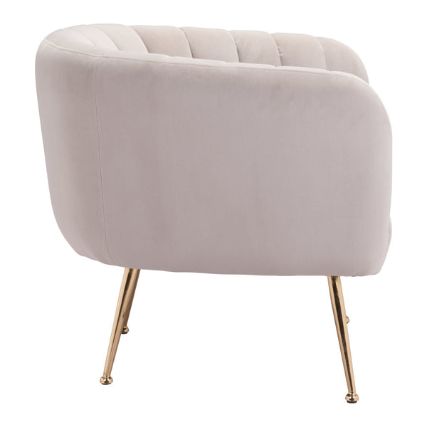Homeroots 30" Ivory And Gold Fabric Tufted Club Chair   394996