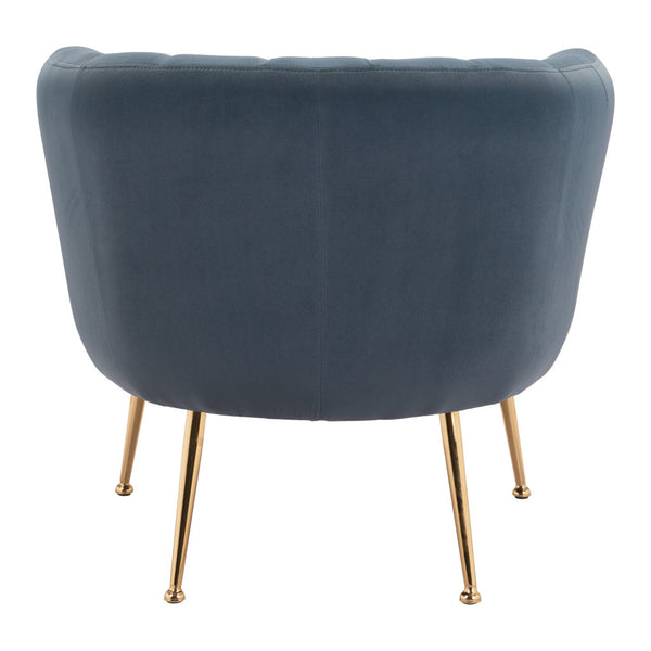 Homeroots 30" Gray And Gold Velvet Tufted Club Chair   394997
