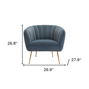 Homeroots 30" Gray And Gold Velvet Tufted Club Chair   394997