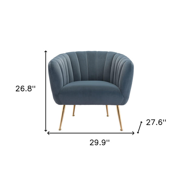 Homeroots 30" Gray And Gold Velvet Tufted Club Chair   394997