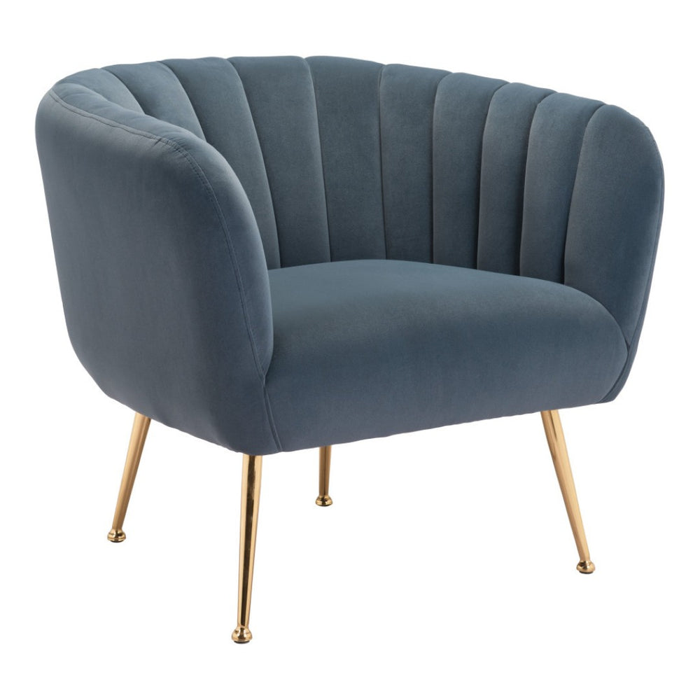 HomeRoots 30" Gray Velvet Club Chair with Gold Accents – Plush Upholstered Tufted Design, No Assembly Needed! 394997