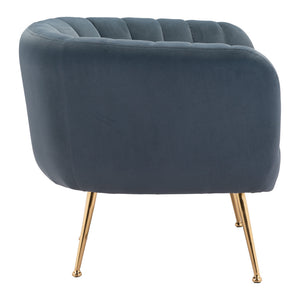 Homeroots 30" Gray And Gold Velvet Tufted Club Chair   394997