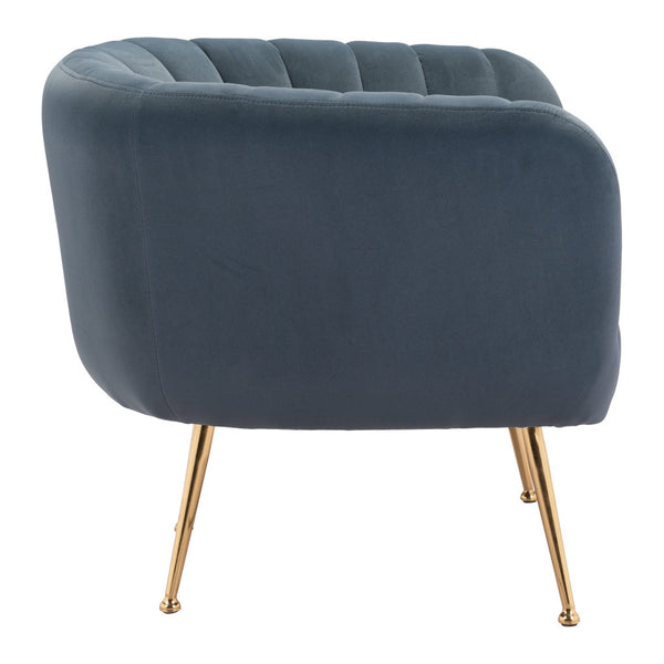 Homeroots 30" Gray And Gold Velvet Tufted Club Chair   394997
