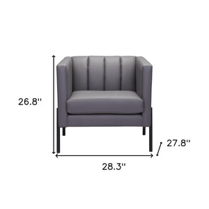 Homeroots 28" Light Gray And Black Faux Leather Club Chair   394999