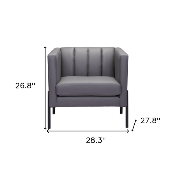 Homeroots 28" Light Gray And Black Faux Leather Club Chair   394999