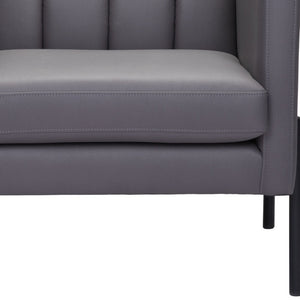 Homeroots 28" Light Gray And Black Faux Leather Club Chair   394999