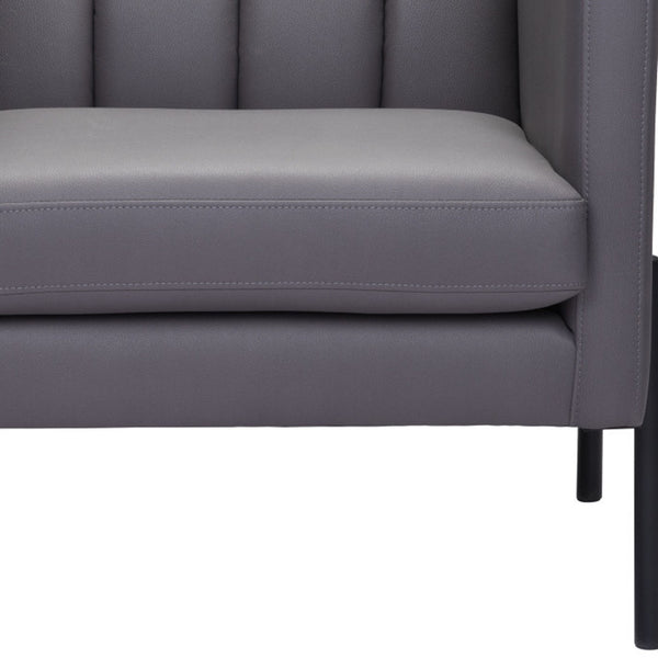 Homeroots 28" Light Gray And Black Faux Leather Club Chair   394999